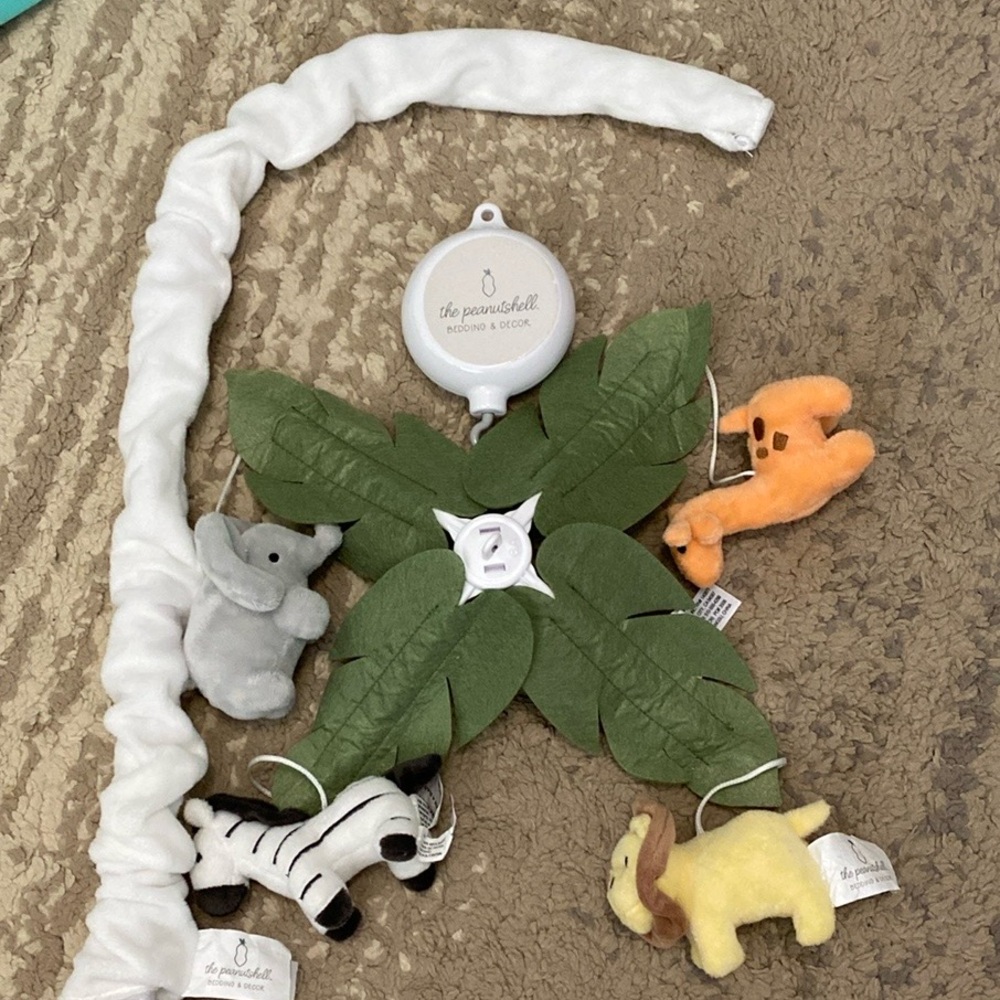 The Peanutshell Safari Animals Musical Crib Mobile